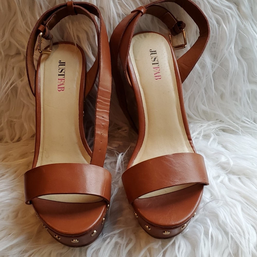 Brown studded wedges